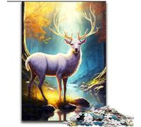 Puzzle per adulti da 1000 pezzi "Cervo nella foresta" in legno, rompicapo ad alta difficoltà per adolescenti, 50x75cm, gioco interattivo per famiglie