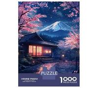 Puzzle Per Adulti Da 1000 Pezzi Cherry Blossom Night at Mount Fuji Puzzle Per Adulti Gioco Pratico Antistress Regali Per La Riduzione Dello Stress 52x38cm/1000pcs