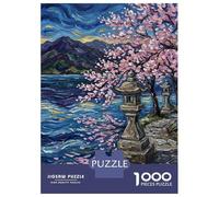 Puzzle Per Adulti Da 1000 Pezzi Cherry Blossoms And Stone Lanterns Painting Puzzle Giochi Divertenti Regalo Di Compleanno Regali Unici Per Compleanno E Natale 52x38cm/1000pcs