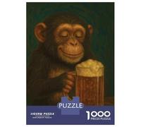 Puzzle Per Adulti Da 1000 Pezzi Chimpanzee Enjoying A Beer Beer Drinking Monkey Puzzle Per Adulti Gioco Per Famiglie Migliora La Memoria Interazione Genitore-figlio 70x50cm/1000pcs
