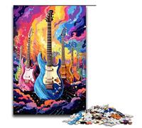 Puzzle per adulti da 1000 pezzi chitarre circondate da schizzi Molti puzzle colorati giocattoli divertenti 75x50 cm