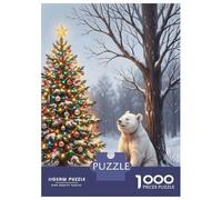 Puzzle Per Adulti Da 1000 Pezzi Christmas Tree And White Bear Puzzle Per Adulti Gioco Rompicapo Vacanza A Casa Passatempo Interazione Genitore-figlio 52x38cm/1000pcs