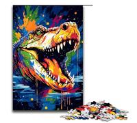 Puzzle per adulti da 1000 pezzi Ci sono molti schizzi colorati intorno al coccodrillo Puzzle Gioco Giocattoli Divertenti 1000 pezzi