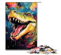 Puzzle per adulti da 1000 pezzi Ci sono molti schizzi colorati intorno al coccodrillo Puzzle per la casa Giochi educativi Giocattoli fai da te Ottimo regalo per giochi 75x50cm