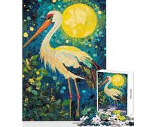 Puzzle per adulti da 1000 pezzi cicogna al chiaro di luna gioco pratico per tutta la famiglia regalo per amici e parenti (dimensioni 38x52cm)