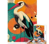 Puzzle per adulti da 1000 pezzi,cicogna con sfondo geometrico (Giocattoli antistress,ottimi regali e giocattoli,giochi rilassanti,allena il cervello e le mani,dimensioni 38x52cm)