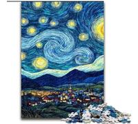 Puzzle per adulti da 1000 pezzi, cielo notturno di Van Gogh, puzzle in legno, ideale come decorazione fai da te e come regalo rompicapo (dimensioni 50x75cm)