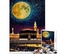 Puzzle per adulti da 1000 pezzi cielo notturno moschea Kaaba della Mecca dipinto decorazione per la casa giocattoli regalo divertente gioco educativo decompressione intellettuale dimensioni 50x75cm