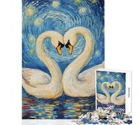 Puzzle per adulti da 1000 pezzi Cigno e amore sotto un cielo stellato gioco pratico per le vacanze a casa antistress collezione d'artista belle arti (38x26cm)