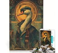 Puzzle per adulti da 1000 pezzi Cigno in giacca e cravatta e cappello Gioco pratico ideale per le vacanze a casa per passare il tempo e rafforzare l'amore di coppia 38x26cm