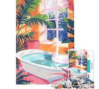 Puzzle per adulti da 1000 pezzi Cigno nella vasca da bagno con piante tropicali Giochi educativi giocattoli un'opera d'arte (dimensioni 38x52cm)
