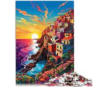 Puzzle per adulti da 1000 pezzi Cinque Terre colorato giocattolo educativo intellettuale decomprimente 50 x 75 cm con poster coordinato e quiz