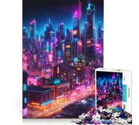 Puzzle per adulti da 1000 pezzi città al neon gioco rilassante migliora la memoria compleanno e Natale 38x52cm