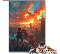 Puzzle per adulti da 1000 pezzi "Città al tramonto" in legno, regalo perfetto per bambini dai 14 anni in su, 50x75cm, rompicapo stimolante, giocattolo rilassante per adolescenti