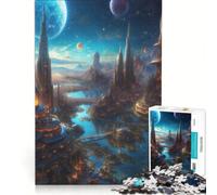 Puzzle per adulti da 1000 pezzi, Città aliena, Gioco rilassante, Difficile, Lista dei desideri con Babbo Natale 38x52cm