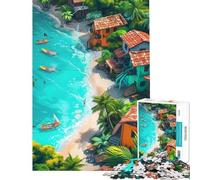 Puzzle per adulti da 1000 pezzi città costiera Mar dei Caraibi puzzle per ragazzi giochi di relax analisi e logica regali di Natale e compleanno (dimensioni 38x52cm)