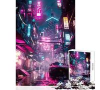 Puzzle per adulti da 1000 pezzi città cyberpunk al neon gioco interattivo decorazione perfetta giocattolo educativo adatto per la decorazione della scrivania (38x52cm)
