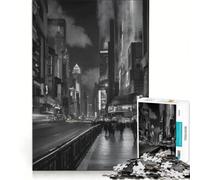 Puzzle per adulti da 1000 pezzi, città in bianco e nero, gioco impossibile, migliora la memoria, con pezzi a incastro di forma casuale 38x26cm