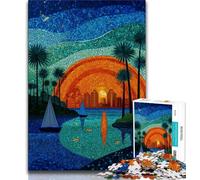 Puzzle per adulti da 1000 pezzi, città in vetro colorato, aiuta il cervello a esercitare i giocattoli avvincenti per coltivare la pazienza, collezione di artisti, belle arti (38x26cm)