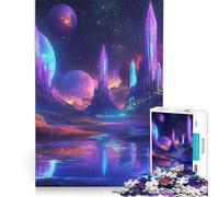 Puzzle per adulti da 1000 pezzi Città Magica nello Spazio Gioco Educativo Taglio di Precisione Collezione d'Artista Belle Arti 38x52cm