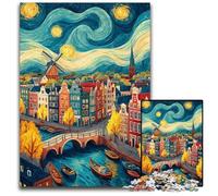 Puzzle per adulti da 1000 pezzi, città sotto il cielo notturno, regalo fai da te, divertente, adatto per la decorazione di casa, soggiorno, ufficio, 50x75cm