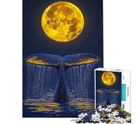 Puzzle per adulti da 1000 pezzi coda di balena sotto la luna piena difficile e impegnativo giocattolo da parete per ragazzi dai 14 anni in su (50x75cm)