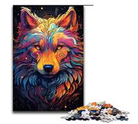 Puzzle per adulti da 1000 pezzi colorati psichedelici con lupo decorazione per la casa giocattoli ideali come regalo per tutta la famiglia 1000 pezzi (75x50 cm).