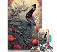 Puzzle per adulti da 1000 pezzi colorati raffiguranti lupi e uccelli per ammazzare il tempo in vacanza con poster abbinato e foglio di quiz 26x38cm