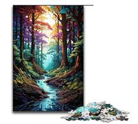 Puzzle per adulti da 1000 pezzi colorato ambientato nella foresta magica divertente puzzle per famiglie ottimo regalo per adolescenti dai 14 anni in su 75x50 cm.
