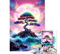 Puzzle per adulti da 1000 pezzi colorato con albero bonsai isola sotto la luna Un gioco avvincente per coltivare la pazienza divertente e istruttivo perfetto come regalo di compleanno (50x75cm)