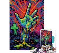 Puzzle per adulti da 1000 pezzi colorato con zombie che si alza arte di Halloween gioco educativo giocattoli educativi regali per compleanni per tutta la famiglia (dimensioni 75x50cm)