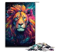 Puzzle per adulti da 1000 pezzi colorato e psichedelico Il Re Leone d'oro giochi in legno per famiglie regali di Natale e compleanno 75x50 cm