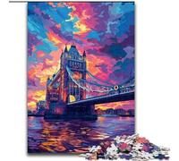 Puzzle per adulti da 1000 pezzi, colorato London Tower Bridge in legno, attività divertente per la casa 50x75cm, attività divertente per la famiglia, sfida mentale, regalo perfetto per adolescenti