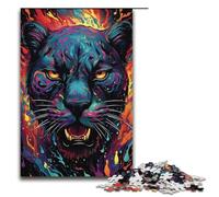 Puzzle per adulti da 1000 pezzi colorato scarabocchio puzzle di pantera nera puzzle in legno gioco educativo sfida giocattolo 1000 pezzi (38x26 cm)