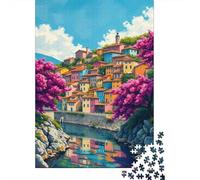 Puzzle Per Adulti Da 1000 Pezzi Colorful Village Reflections Puzzle Giochi Rilassanti Difficile Impegnativo Da Completare 52x38cm/1000pcs