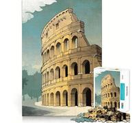 Puzzle per adulti da 1000 pezzi,Colosseo,illustrazione ad acquerello,taglio liscio,arte,gioco creativo per la mente,svago,divertimento,regalo di Natale rilassante (38x52cm)