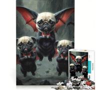 Puzzle per adulti da 1000 pezzi con adorabili carlini e vampiri, gioco pratico, ideale per passare il tempo durante le vacanze a casa e per rafforzare l'amore di coppia 50x75cm