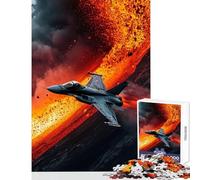 Puzzle per adulti da 1000 pezzi con aereo da combattimento e flusso di lava gioco per famiglie decorazione per la casa giocattolo fai da te per rafforzare l'amore tra le coppie (38x26cm)