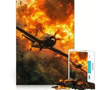 Puzzle per adulti da 1000 pezzi con aereo da combattimento in fiamme,incastri perfetti,gioco divertente che stimola la concentrazione,ideale per momenti di svago e come regalo di compleanno (38x26cm)