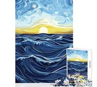 Puzzle per adulti da 1000 pezzi con alba sull'oceano e onde gioco pratico antistress decorazione per la casa giocattolo divertente per la casa (50x75cm)