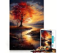 Puzzle per adulti da 1000 pezzi con albero al tramonto in autunno, gioco di precisione, giocattolo stimolante per la mente, per il tempo libero, regalo di compleanno (50x75cm)