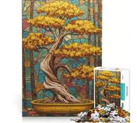 Puzzle per adulti da 1000 pezzi con albero bonsai e dipinto astratto, giocattolo educativo, difficile, ideale come elemento della lista dei desideri con Babbo Natale 50x75cm