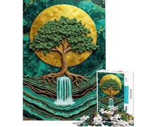 Puzzle per adulti da 1000 pezzi con albero della vita dorato e cascata puzzle artistico per adolescenti attività divertenti per passare il tempo a casa durante le vacanze gioco di sfida unico 50x75cm