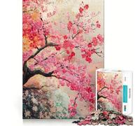 Puzzle per adulti da 1000 pezzi con albero di ciliegio in fiore,pezzi ben definiti,gioco di abilità mentale,gioco per il tempo libero,opera d'arte natalizia (38x52cm)