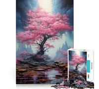 Puzzle per adulti da 1000 pezzi con albero di ciliegio in fiore,pezzi ben definiti,gioco di abilità mentale,gioco per il tempo libero,opera d'arte natalizia (50x75cm)