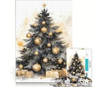 Puzzle per adulti da 1000 pezzi con albero di Natale ad acquerello gioco impossibile ideale per passare il tempo in casa compleanno e Natale 50x75cm