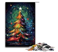 Puzzle per adulti da 1000 pezzi con albero di Natale circondato da schizzi nel cielo gioco per famiglie antistress sfida difficile 75x50 cm
