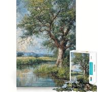 Puzzle per adulti da 1000 pezzi con albero in riva al fiume, gioco di precisione, giocattolo stimolante per la mente, per il tempo libero, regalo di compleanno (50x75cm)