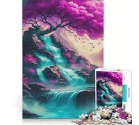 Puzzle per adulti da 1000 pezzi con albero magico rosa e cascata gioco educativo migliora la memoria compleanno e Natale 50x75cm