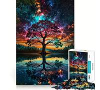 Puzzle per adulti da 1000 pezzi con albero riflesso in una galassia, pezzi a incastro, gioco di logica, divertimento assicurato, regalo di compleanno (50x75cm)